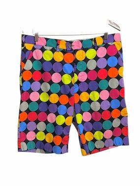 Loudmouth Golf Polka Dot 11" Shorts Mens 38 Black Colorful Geometric Activewear